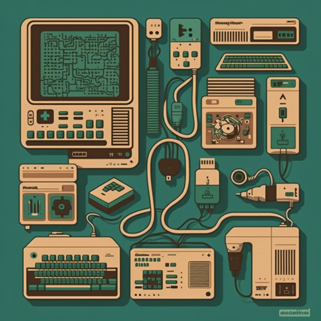 Prompt: retro computing pattern, limited palette