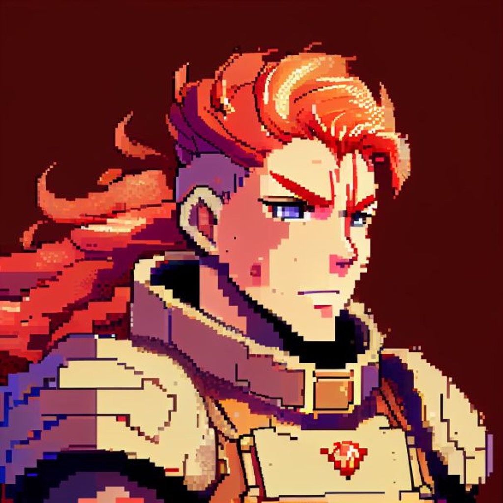 Prompt: pixel art, ginger man, brown eyes, flirty, fire emblem: three houses, trending on art station, masterpiece, nintendo, video game, intricate detail, god rays