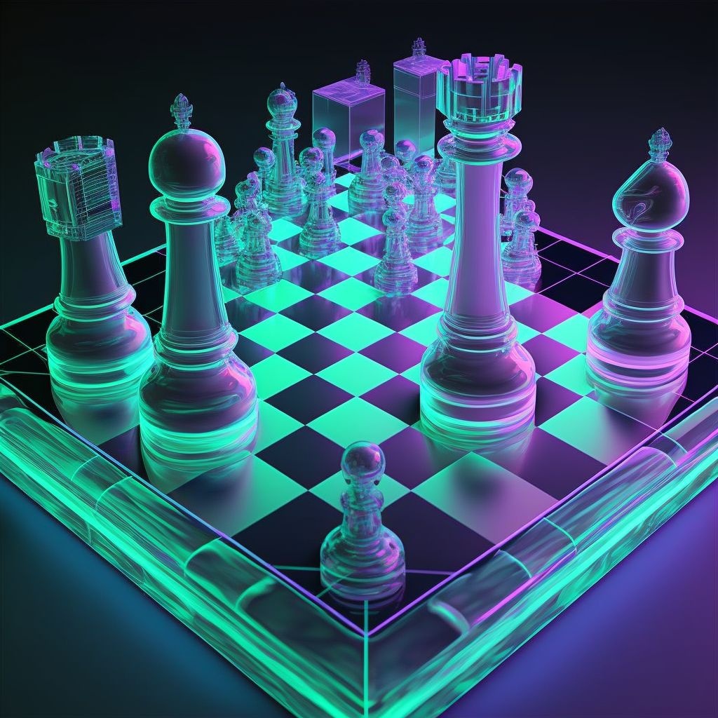Prompt: holographic chess game