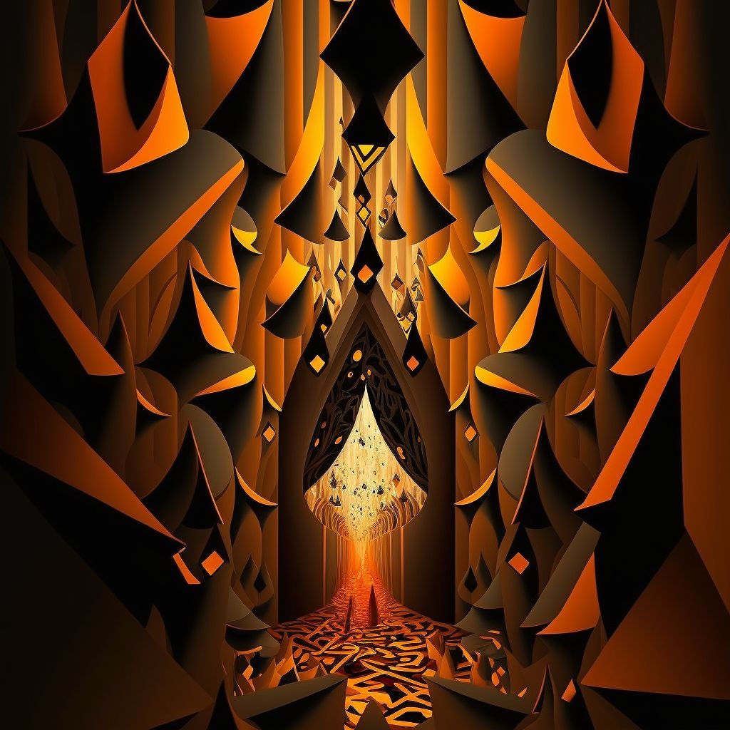 Prompt: entering the dmt realm, orange and black