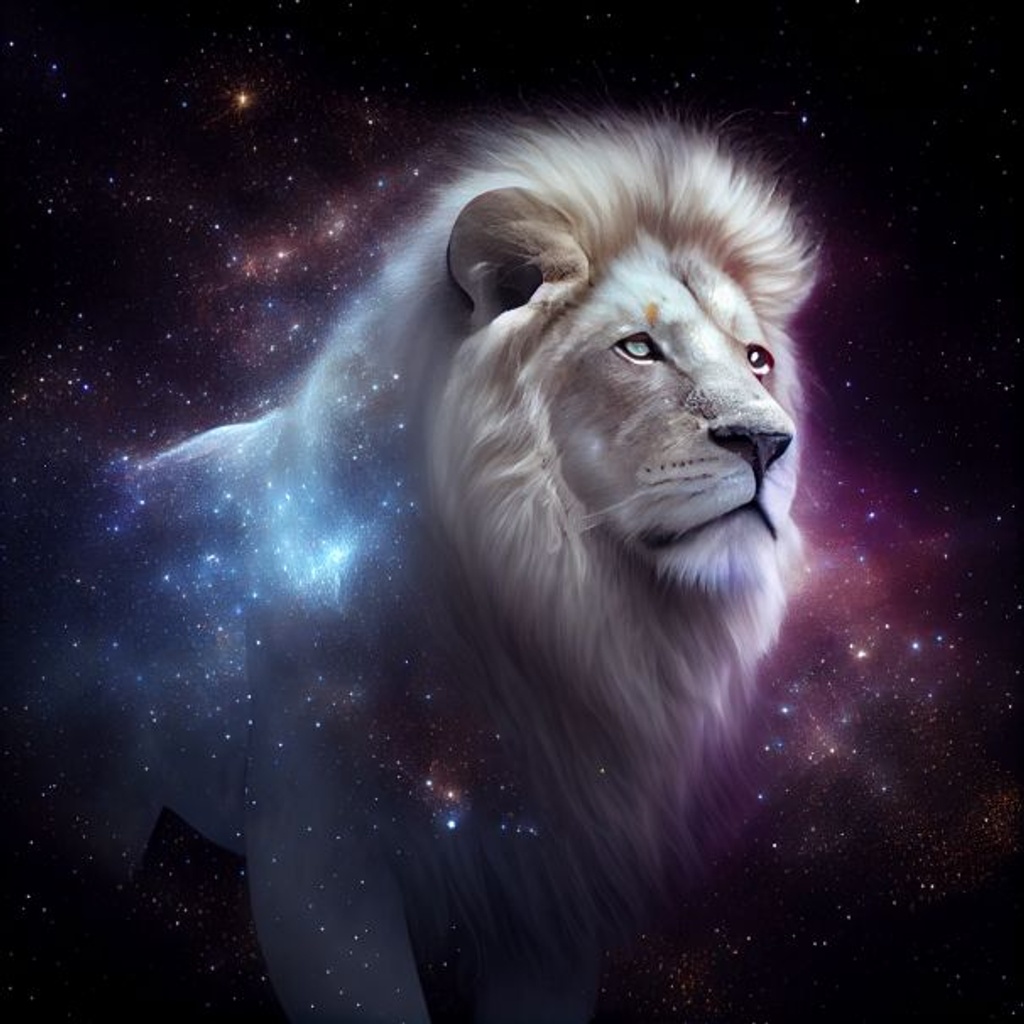 White Lion Made Of Stars In The Galaxy Of Shooting S 