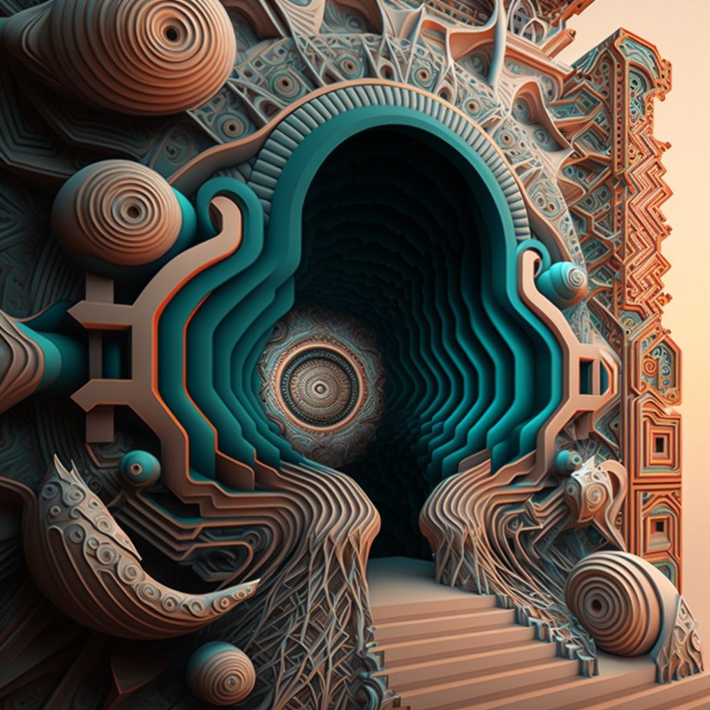 Prompt: between dmt space and reality, hyper 3d embossed surreal