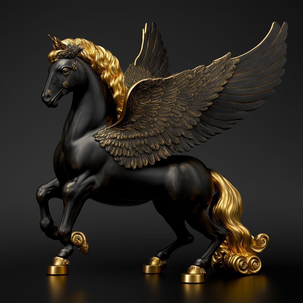 Prompt: luxury black and gold pegasus