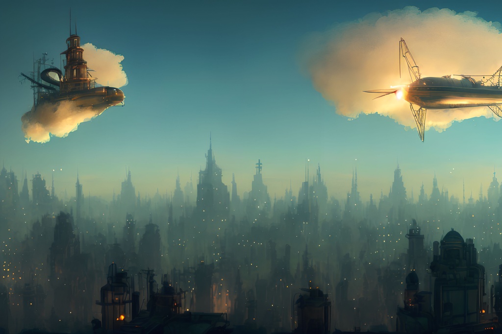 Download 8k Anime Futuristic Airship Wallpaper