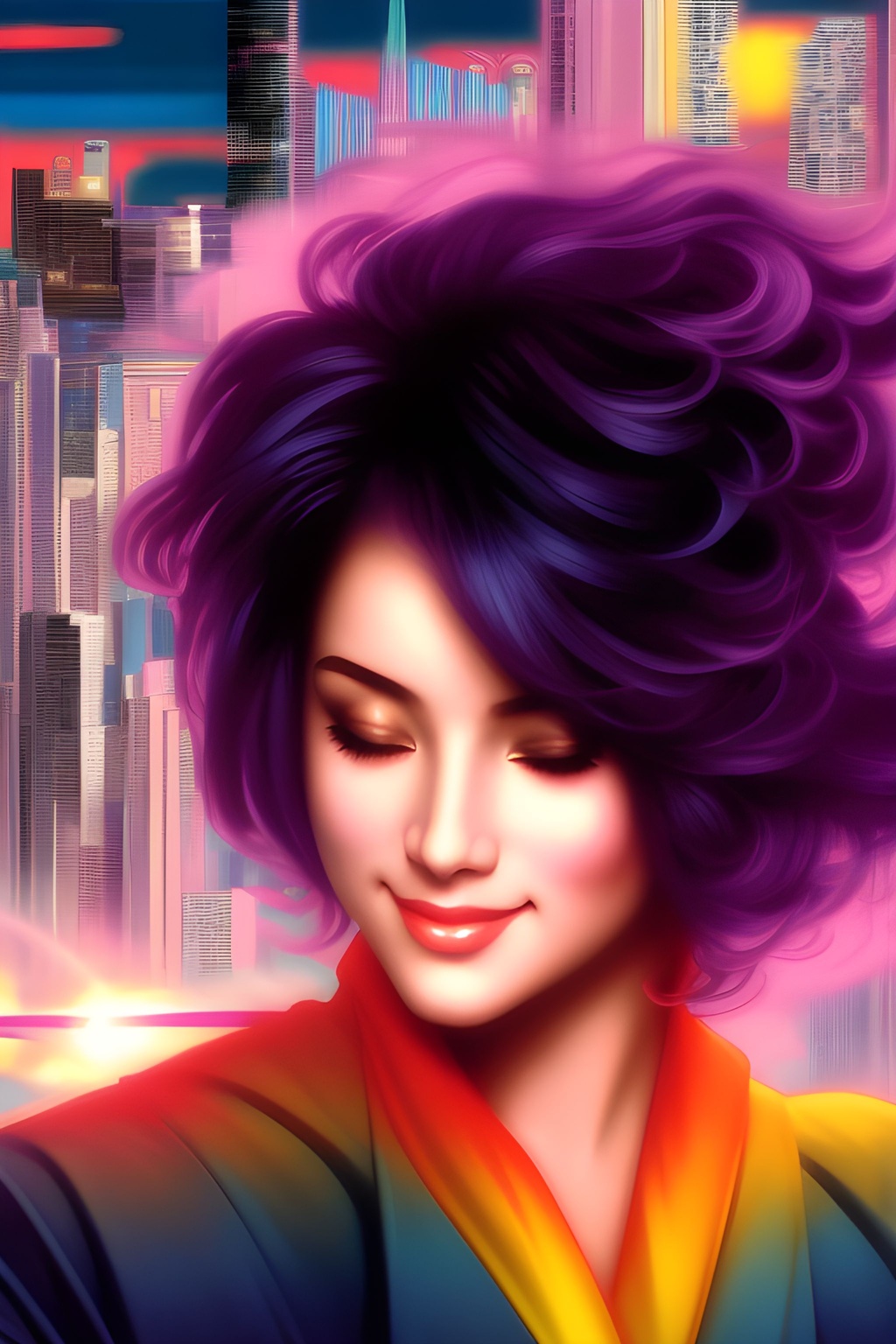 Prompt: vaporwave city, abstract art muted colors, shadows, cartoon style, attractive women