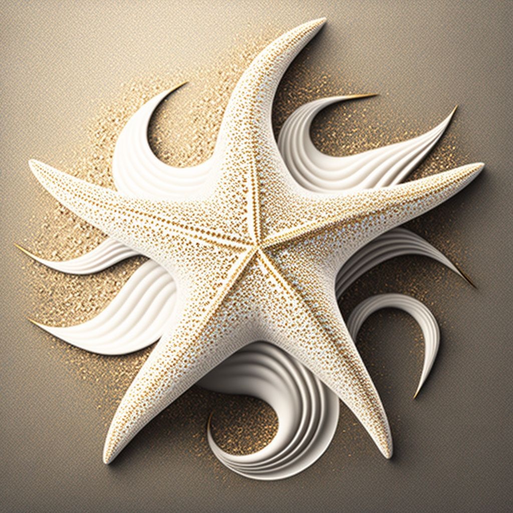 Prompt: luxury starfish, white and gold