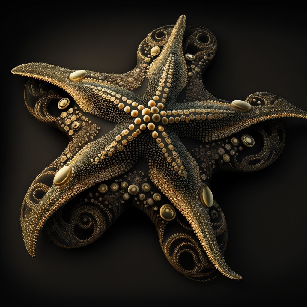 Prompt: luxury starfish, black and gold