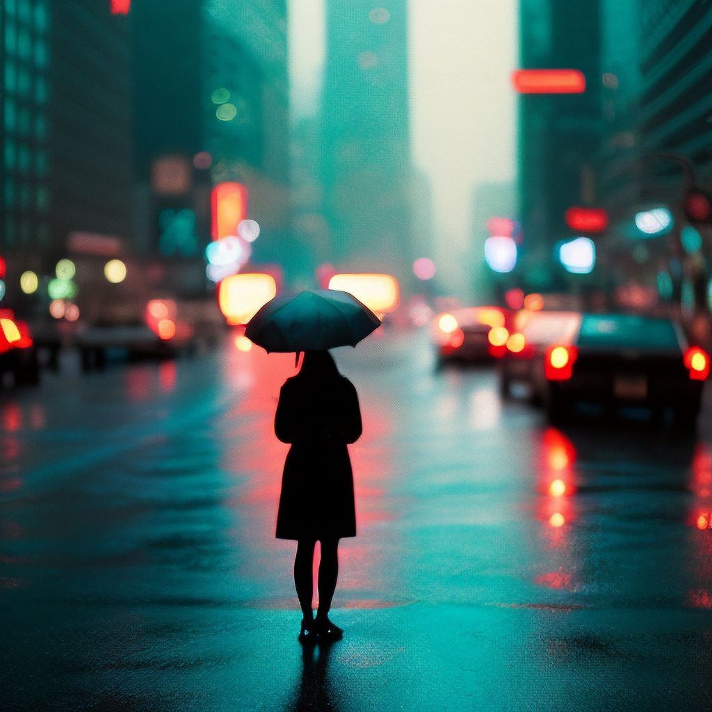 girl walking alone in city