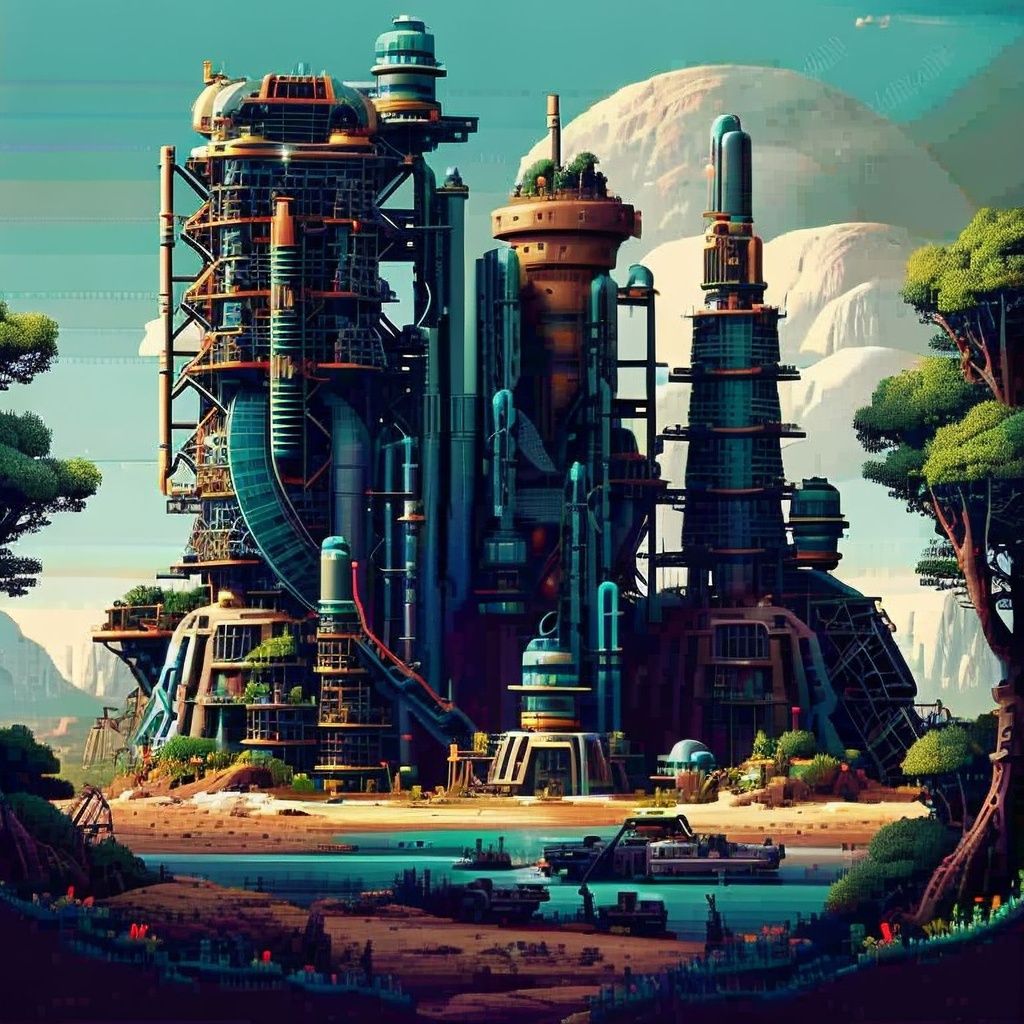 human colony on unknown planet with retro futuristic... | OpenArt