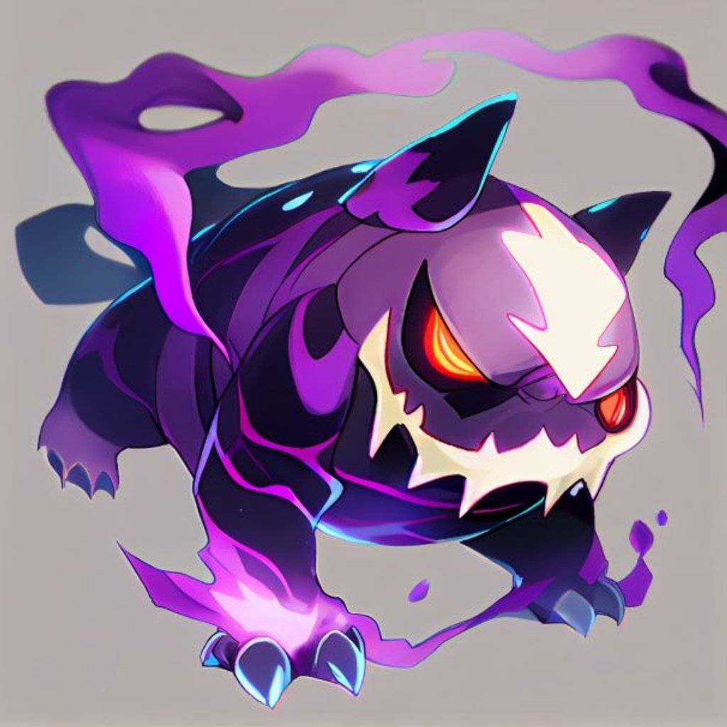 Prompt: pitbull pokemon, Dark ghost type pokemon, ghost, fully grown