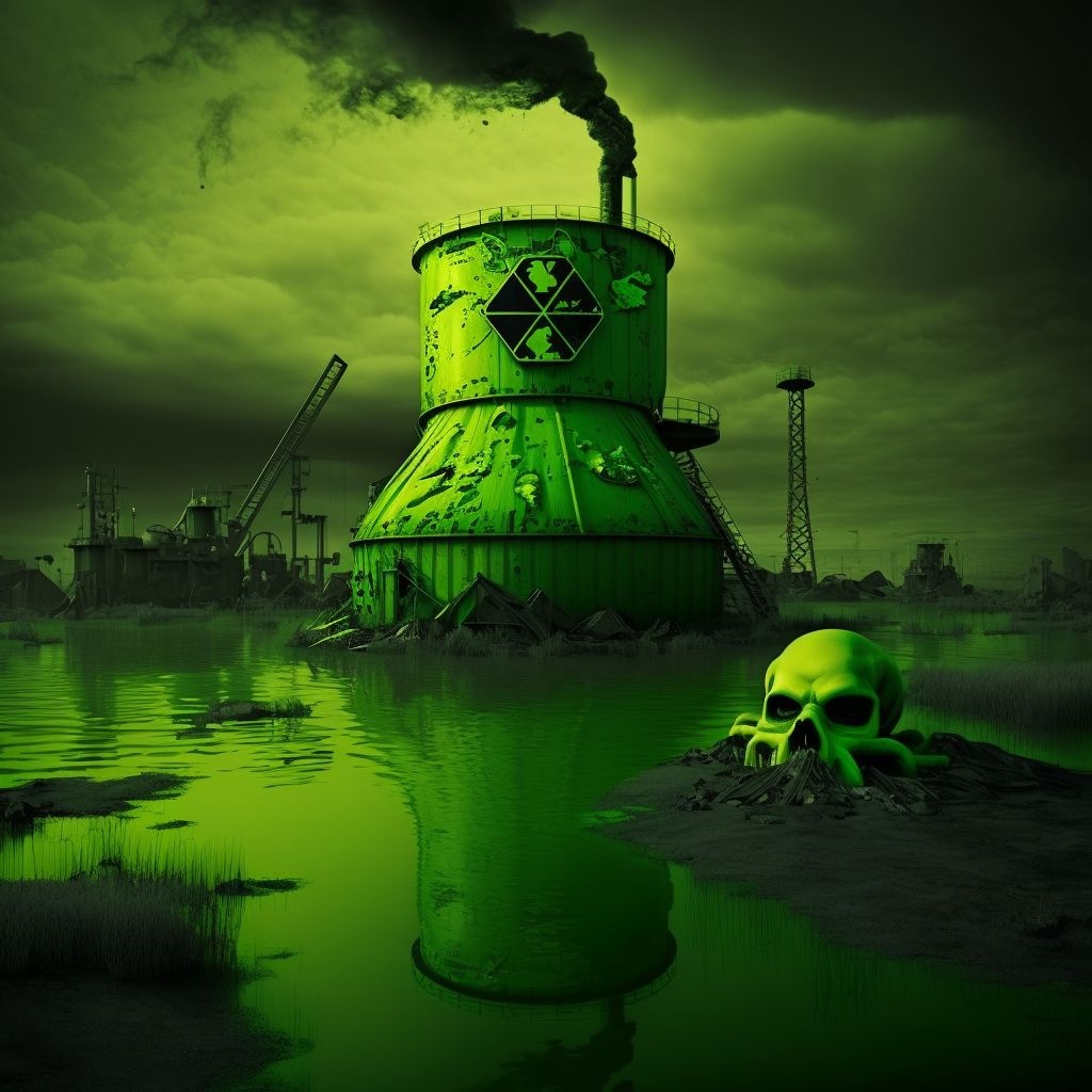 Prompt: toxic wasterland, green theme