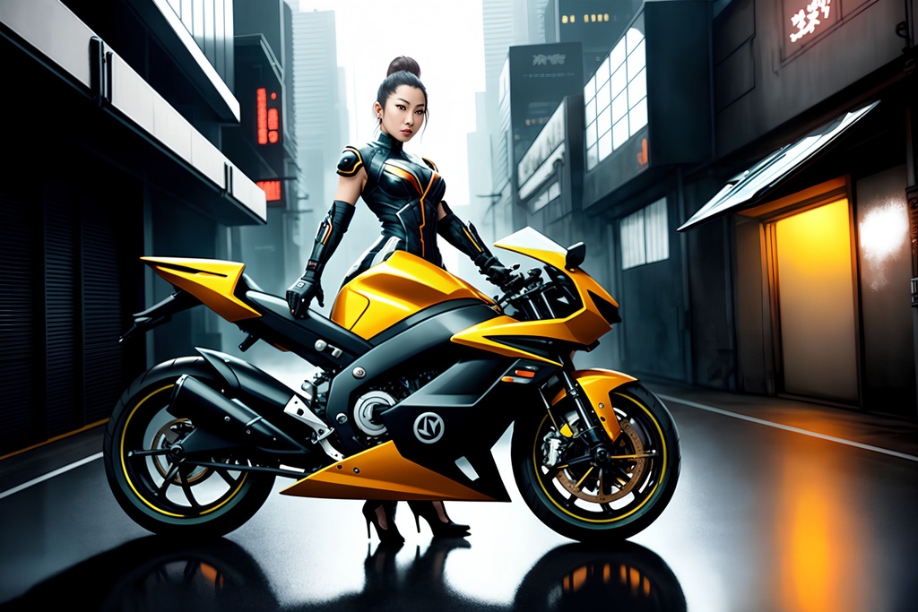 Cyberpunk Girl With Ducati 4K HD Vaporwave Wallpapers