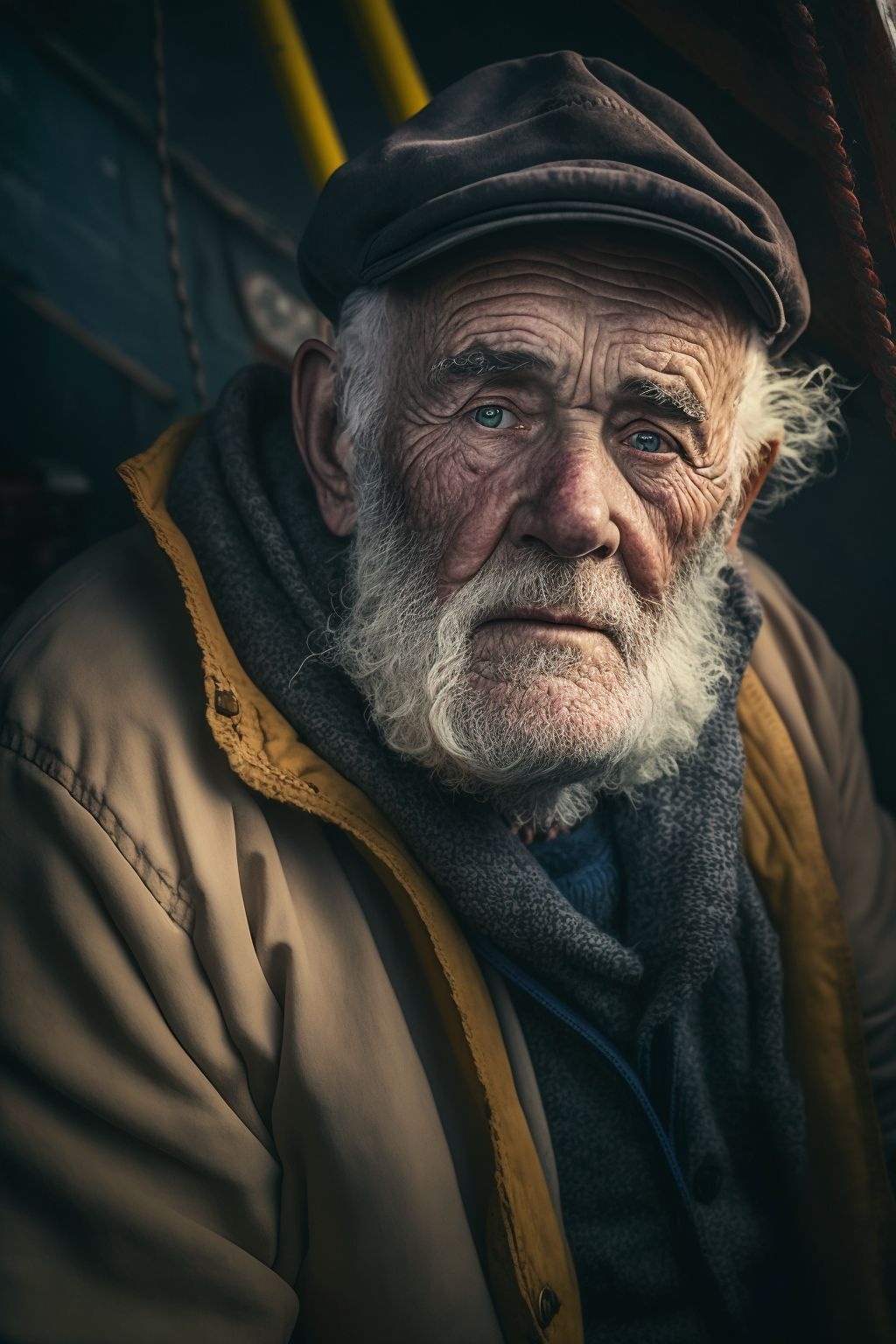 Prompt: Old fisherman, professional color grading, soft shadows, no contrast, clean sharp focus, film photography
