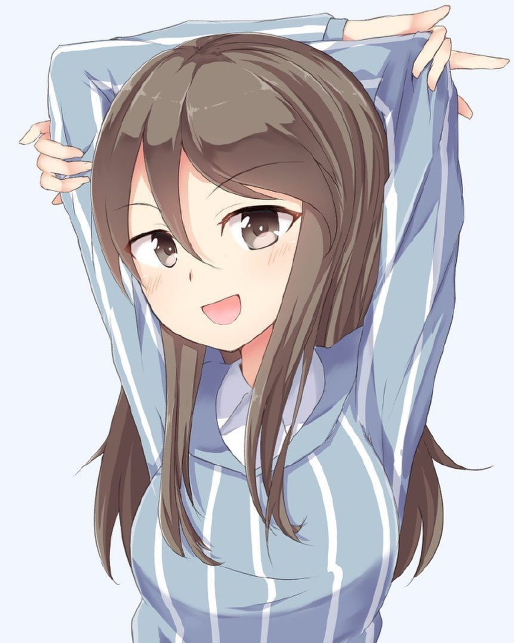 animated girl with brown hair and blue eyes