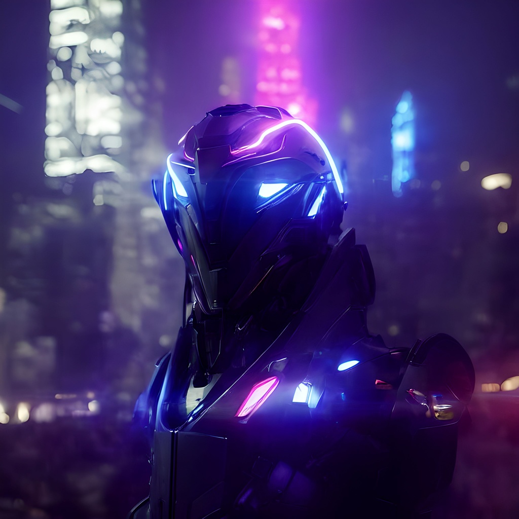 Prompt: (selfie nousr robot standing in the rain), blade runnner city background, full body,  highly detailed face,  photorealistic, purple neon lightning, professional, cinematic, unreal engine 5, hyper realistic