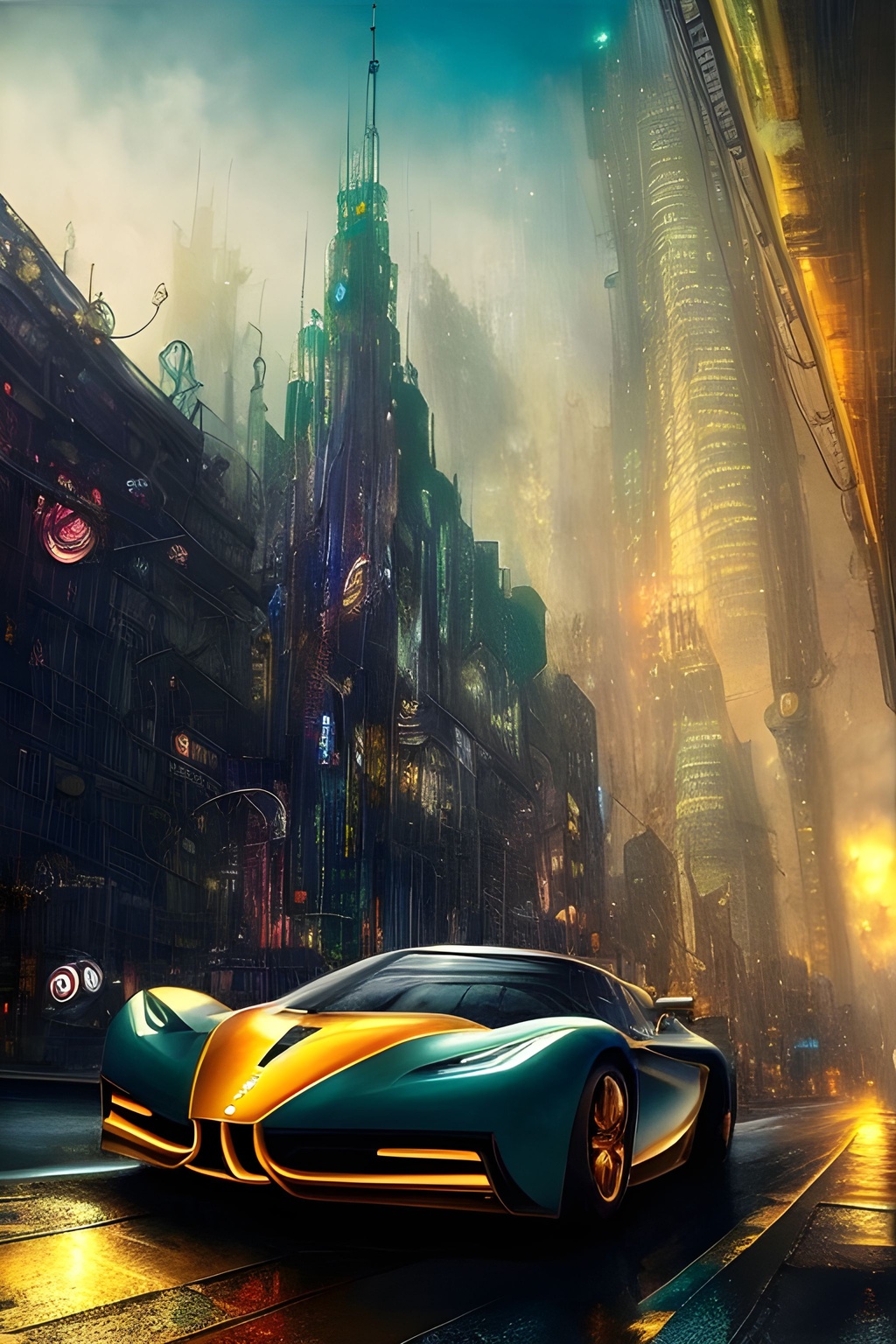 Prompt: ________Steampunk_City__night__street_level___________Futuristic_automobile_____xy8__shadows__Abstra_Seed-7462206_Steps-25_Guidance-9.1