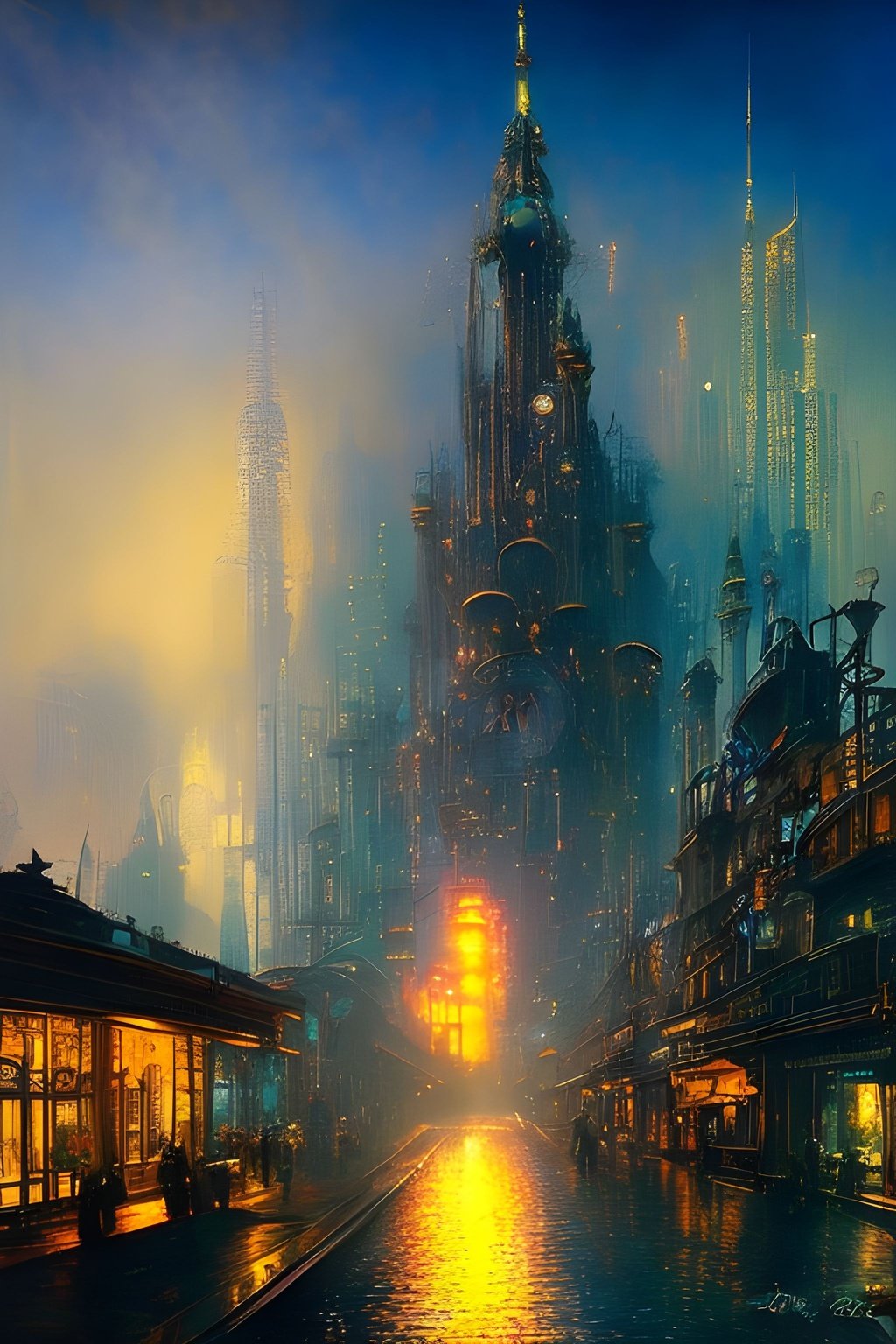 Prompt: ________Steampunk_City__night__street_level___________Futuristic_automobile_____xy8__shadows__Abstra_Seed-7462207_Steps-25_Guidance-9.1