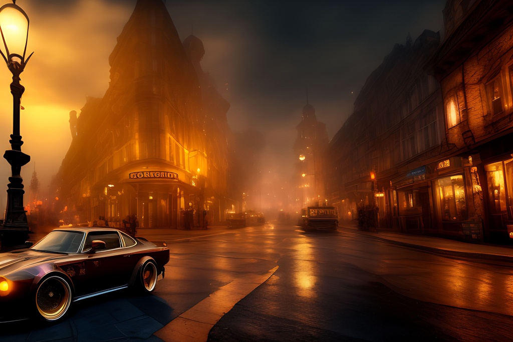 Prompt: Wallpaper_Steampunk_City__night_scene__street_level__Dark_Muted_Colors__Shadows__Animated__Colored_H_Seed-1524804_Steps-25_Guidance-7.5