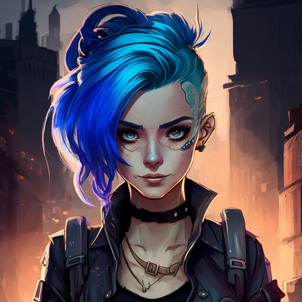 Prompt: A digital art version of Jinx from Arcane