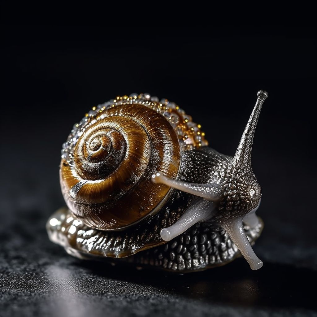 luxury sparkling silver snail with golden snail cone OpenArt