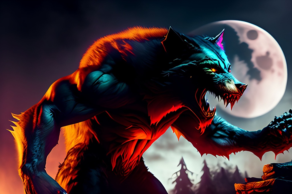 Prompt: muted colors, menacing, Toned, Ripped Werewolf+++, blood++, scary++, gore++, horror++, beaming moon, Acrylic, vivid colors, hard shadows, highly detailed, intricate detail, cinematic lighting, artstation