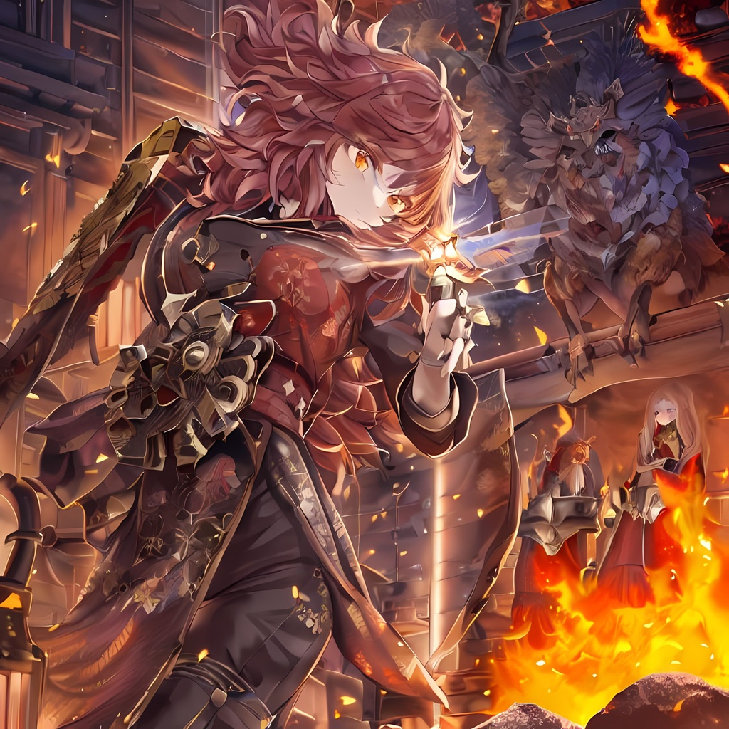 anime king on fire in dungeon throne wallpaper 1080