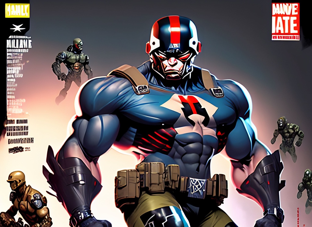 Prompt: Random Animated comic book cover, comic character, perfectly drawn body, perfectly drawn +++hands,  ++++soldier wearing +++helmet, patrolling ++++ character, toned physique, tattoo style, toe to head, perfect body, perfect face, piercing eyes, ripped, menacing stance, muted colors, acrylic colors, action scene, dense  +++jungle, , ,symmetrical, centered, colorful, masterpiece, professional, vivid color, volumetric lighting, fog, professional, 8k, cinematic, xyf8, unreal engine, octane render, bokeh, vray, houdini render, quixel,  cinematic lighting, luminescence, translucency, arnold render, 8k uhd, raytracing, lumen reflections, cgsociety, ultra realistic, 100mm, film photography, dslr, cinema4d, studio quality, film grain, award-winning,  poorly drawn berets