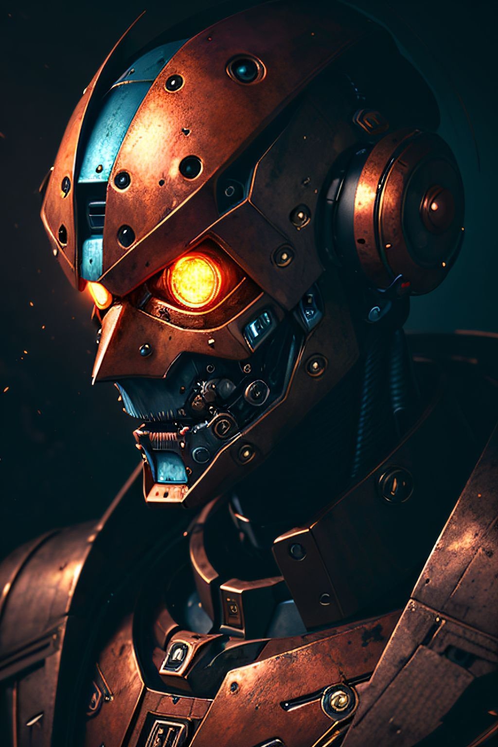 Prompt: portrait of a rusian evil cyberpunk robot made of rusty clocks,dark styled, dramatic,extremely detailed, trending on artstation, cinematic view, beautiful composition, ambient light, fog, phenomenal photography, wide angle, 8k, epic, photorealism,ray tracing,sharp focus,depth of field