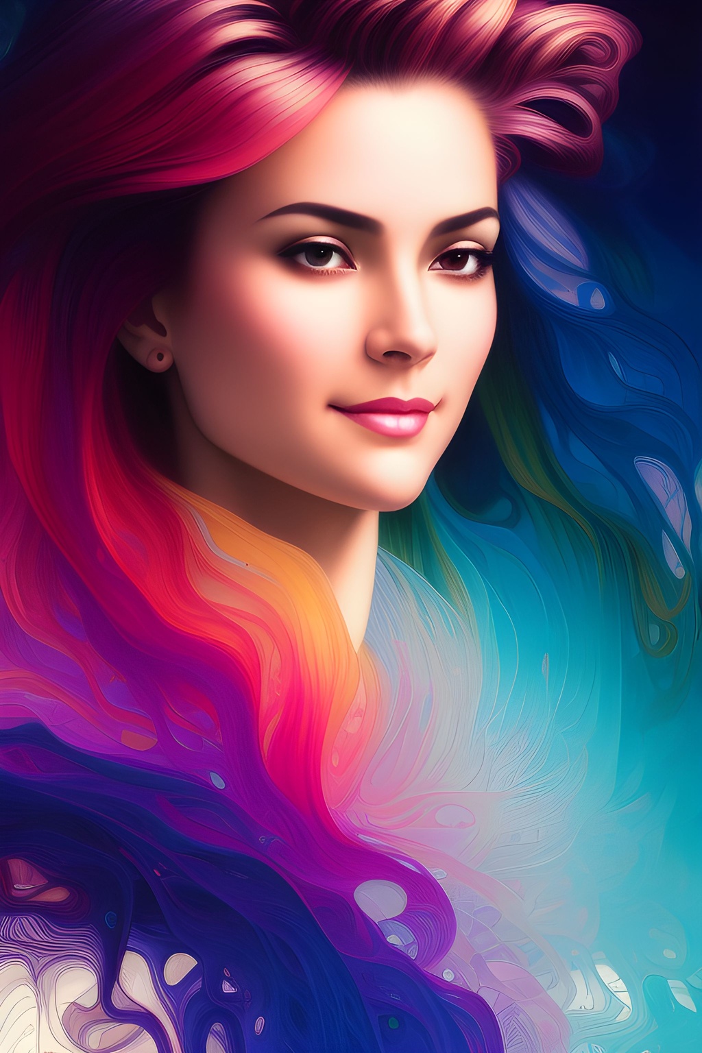 Prompt: abstract_design_muted_colors__highly_detailed__cartoon_style_random_hair_styles__attractive_woman_sm_Seed-2083665_Steps-25_Guidance-12.1