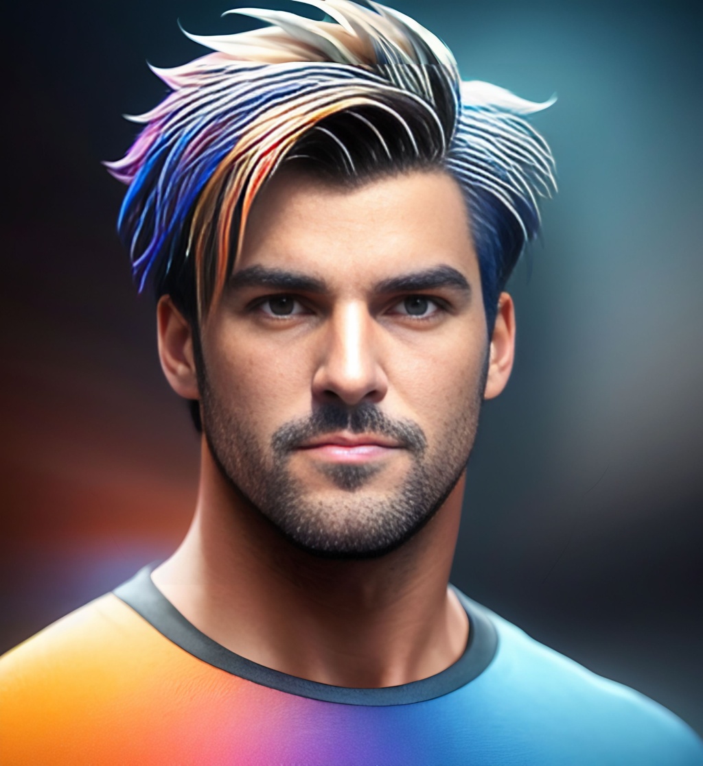 Prompt: Abstract muted color  Portrait of A hunky man Character highly detailed facial features, nice eyes, random hair styles, colorful, by Butch Hartman,  city detailed, masterpiece, professional, vivid color, volumetric lighting, fog, professional, 8k, cinematic, menacing, xyf8, unreal engine, octane render, bokeh, vray, houdini render, quixel,  cinematic lighting, luminescence, translucency, arnold render, 8k uhd, raytracing, lumen reflections, cgsociety, ultra realistic, 100mm, film photography, dslr, cinema4d, studio quality, film grain, award-winning