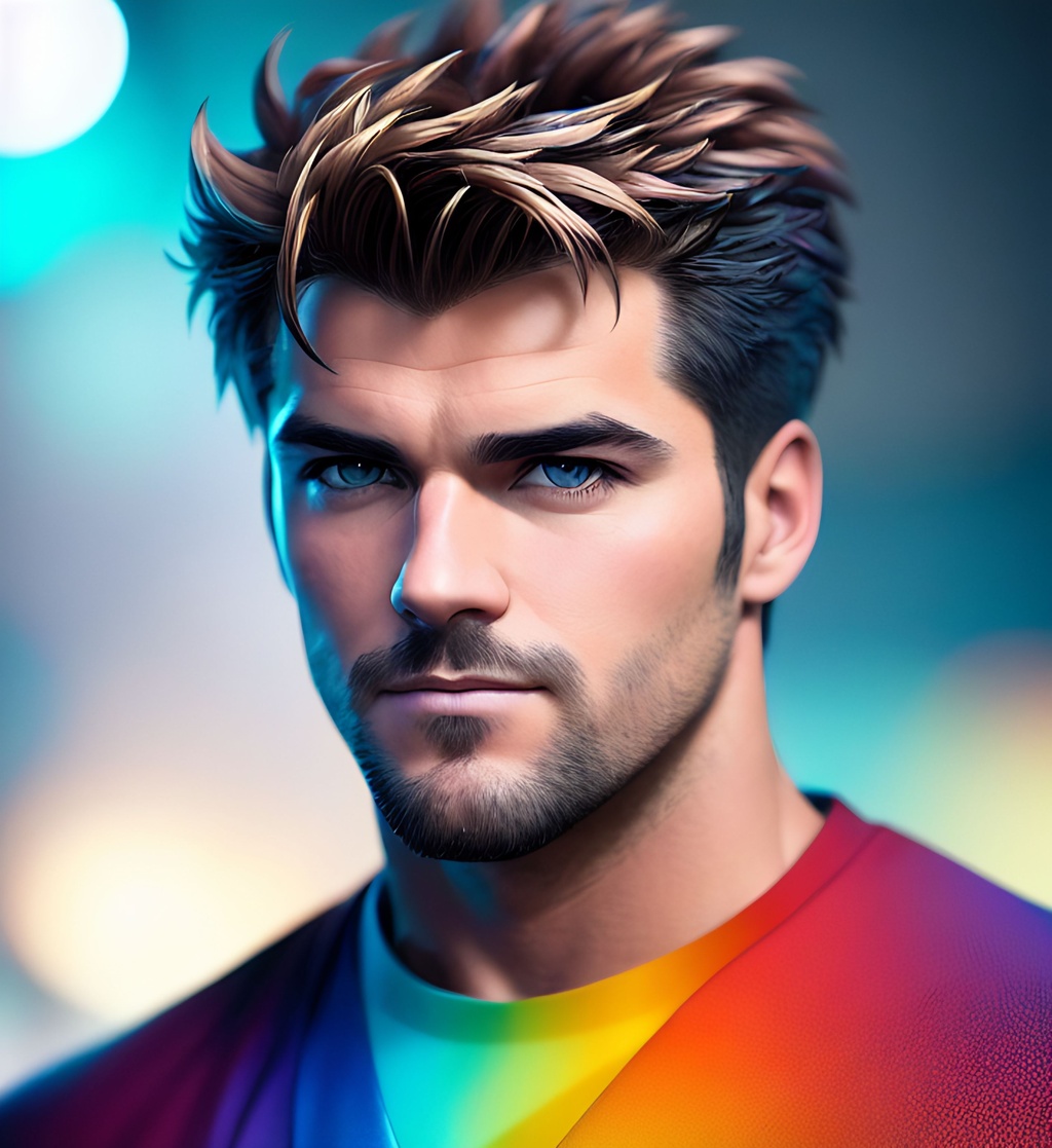 Prompt: Abstract muted color  Portrait of A hunky man Character highly detailed facial features, nice eyes, random hair styles, colorful, by Butch Hartman,  city detailed, masterpiece, professional, vivid color, volumetric lighting, fog, professional, 8k, cinematic, menacing, xyf8, unreal engine, octane render, bokeh, vray, houdini render, quixel,  cinematic lighting, luminescence, translucency, arnold render, 8k uhd, raytracing, lumen reflections, cgsociety, ultra realistic, 100mm, film photography, dslr, cinema4d, studio quality, film grain, award-winning