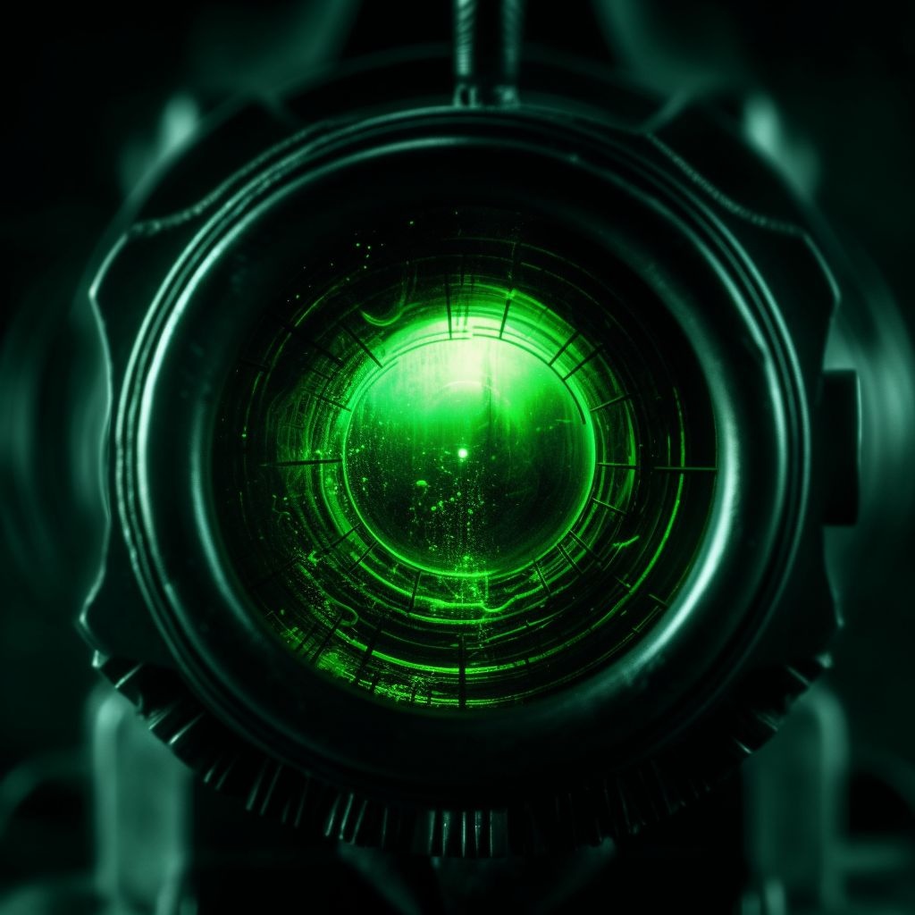 Prompt: green aim scope view of an alien