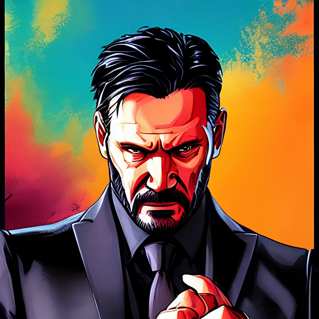 Prompt: Abstract muted color Comic Book Page Cover, John Wick Character standing waist up in fist fight, highly detailed facial features, nice eyes, random hair styles, colorful, by Butch Hartman,  city detailed, masterpiece, professional, vivid color, volumetric lighting, fog, professional, 8k, cinematic, menacing, xyf8, unreal engine, octane render, bokeh, vray, houdini render, quixel,  cinematic lighting, luminescence, translucency, arnold render, 8k uhd, raytracing, lumen reflections, cgsociety, ultra realistic, 100mm, film photography, dslr, cinema4d, studio quality, film grain, award-winning, GTAV STYLE