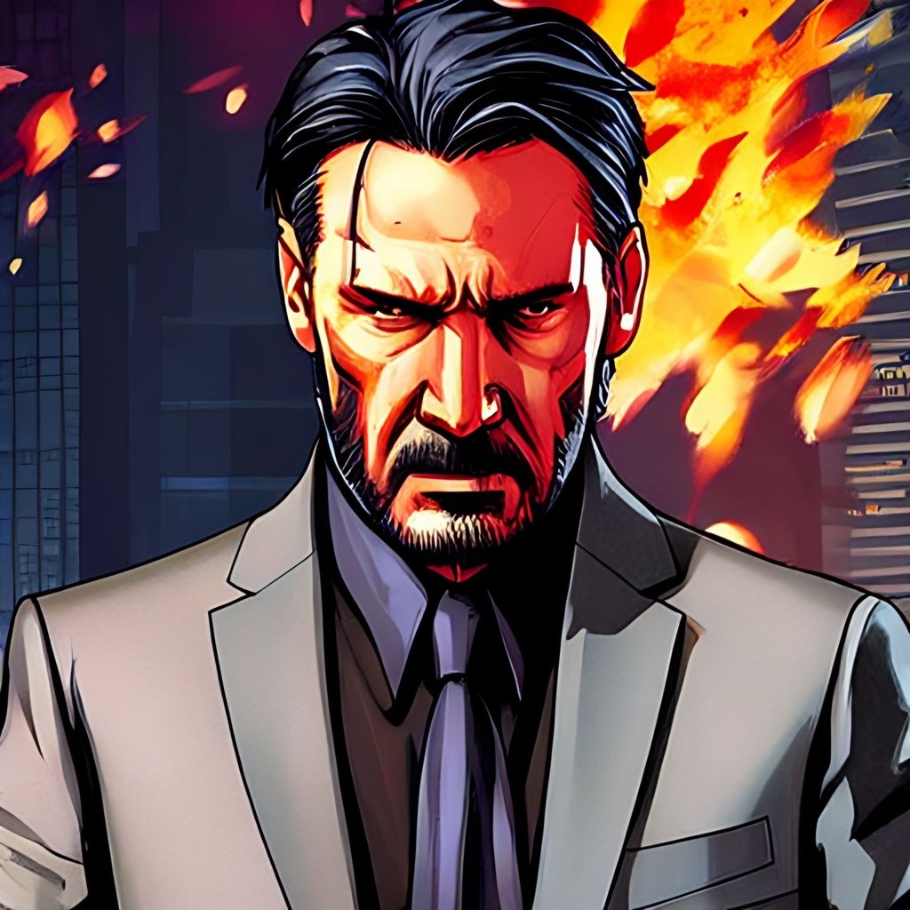 Prompt: muted colors, full comics book cover page, Comic book page with 3 horizontal panels, Random Action Scene John Wick Character standing waist up in a fight++ with a foe, gunfire, explosions highly detailed, highly detailed facial features, nice eyes, random hair styles, colorful, by Butch Hartman,  city detailed, masterpiece, professional, vivid color, volumetric lighting, fog, professional, 8k, cinematic, menacing, xyf8, unreal engine, octane render, bokeh, vray, houdini render, quixel,  cinematic lighting, luminescence, translucency, arnold render, 8k uhd, raytracing, lumen reflections, cgsociety, ultra realistic, 100mm, film photography, dslr, cinema4d, studio quality, film grain, award-winning, GTAV STYLE