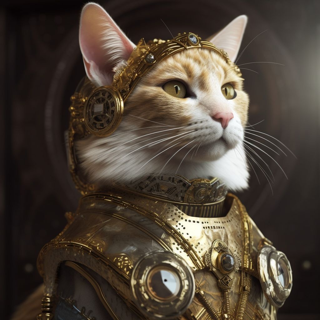 A cat is dressed in gold | OpenArt