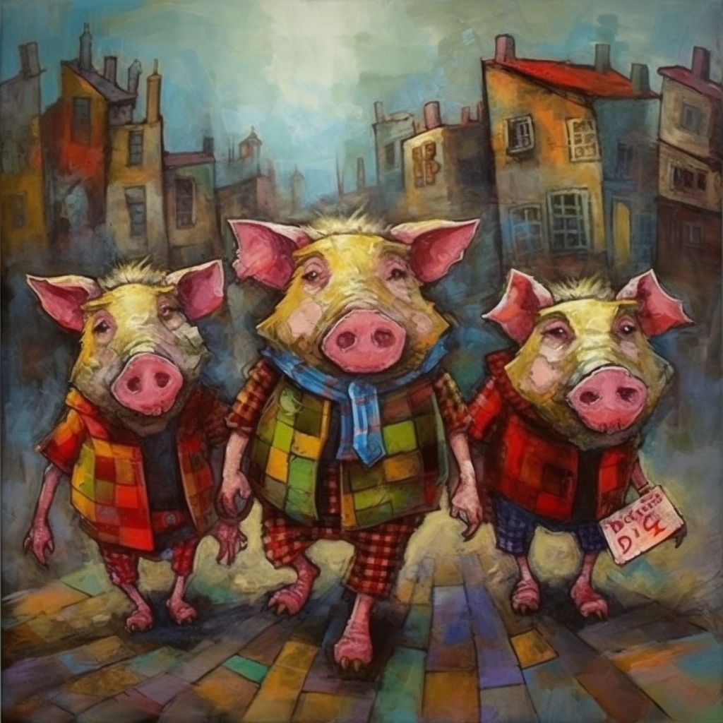 The Three Little Pig's Watercolor Painting