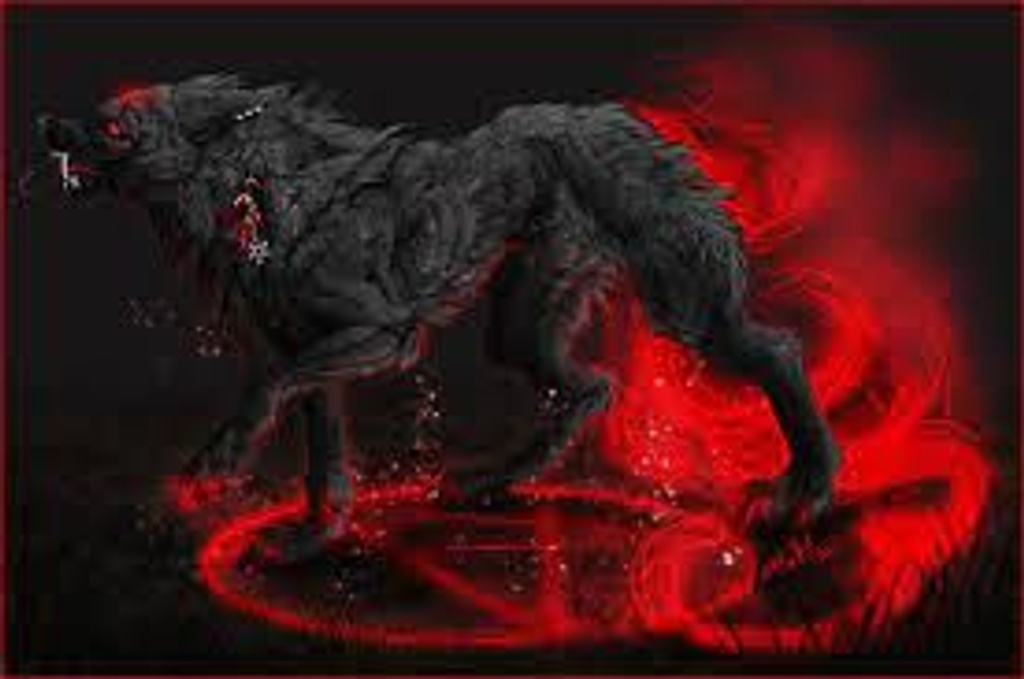 black and red demon wolves