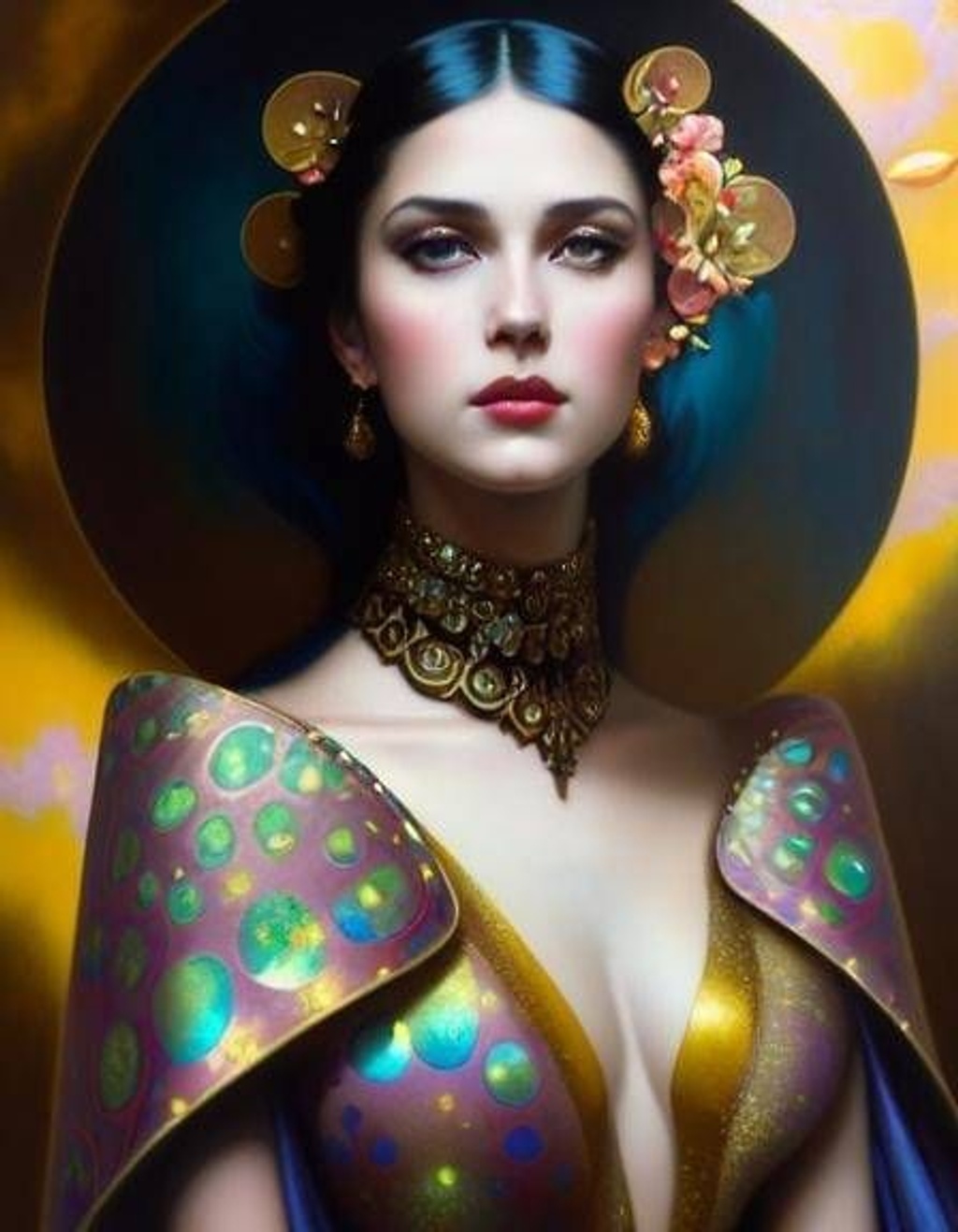 liquid gold body paint, woman, portrait, cinematic l