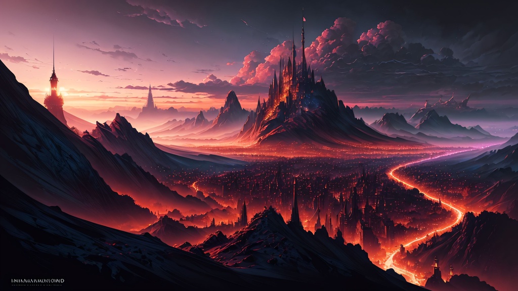 Prompt:  (gloomy illumination, insane, stunning, dramatic, completed artwork, HQ:1.1), ( Dan mumford style:1.2)  fantasy style, view from mountaintop, city in the distance, tall towers, dark light, dim dusk lighting, cinematic lighting, detailed lighting, volumetric lighting, realistic, f 8, 4 k HD wallpaper, diffuse lighting, fantasy, intricate, elegant, highly detailed, lifelike, photorealistic, digital painting, artstation, illustration, concept art, smooth, sharp focus,  <lora:epiNoiseoffset_v2:1>  Model: jim EIDOMODE