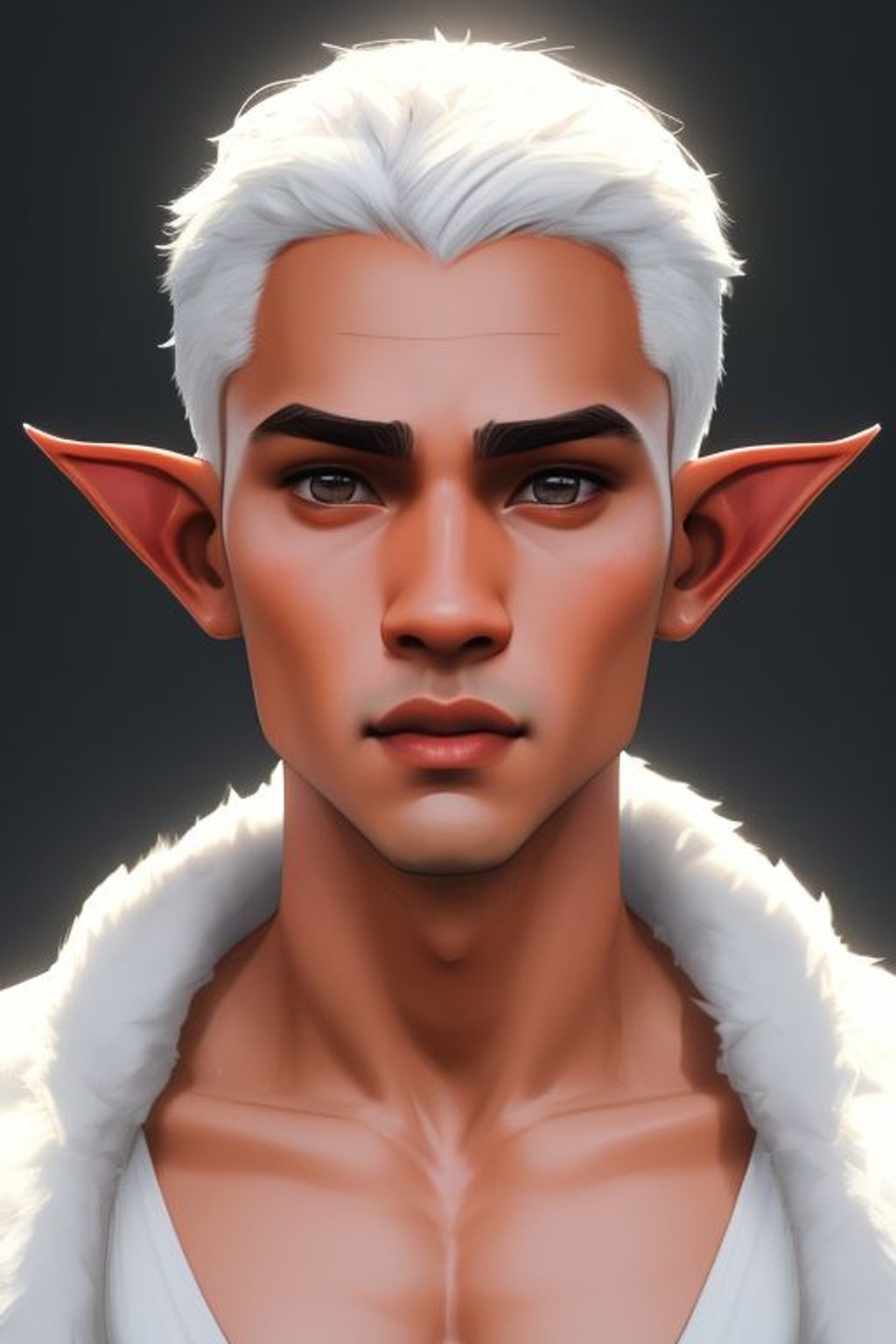 Prompt: positive: portrait of a young beautiful  male elf with pointed ears, ((young man)), young, portrait style,(((looking at camera))),  ((white skin)), (moody background), fantasy character design, digital art, high resolution, detailed, colorful, cinematic lighting, trending on ArtStation, by artist Loish, detailed, intricate, elegant, vfx, postprocessing, cinematic color grading, hyperrealism, symmetrical face and body, single face, high-resolution texture, 4k,<lora:arcaneStyleLora_offset:0.5>, <lora:samYangOffsetRight.dGCf:0.7> negative: ((long neck)), Blurry, pixelated, low-resolution, bad lighting, unflattering pose, unnatural expression, busy background, unbalanced composition, distorted features, unrealistic colors, dated style, poorly executed, lack of attention to detail, unprofessional, lowres, lowres eyes, heterochromia, worst quality, low quality, jpeg artifacts, out of frame, watermark, signature, deformed, ugly, mutilated, disfigured, text, extra limbs, face cut, head cut, extra fingers, extra arms, poorly drawn face, mutation, bad proportions, cropped head, malformed limbs, mutated hands, fused fingers, long neck