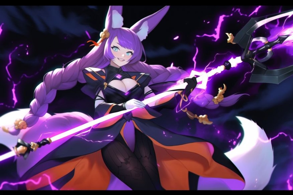 Prompt: Kitsune with a long Spear --ar 3:2 --iw 2 --s 50 --style expressive --q 2 --upbeta --niji 5