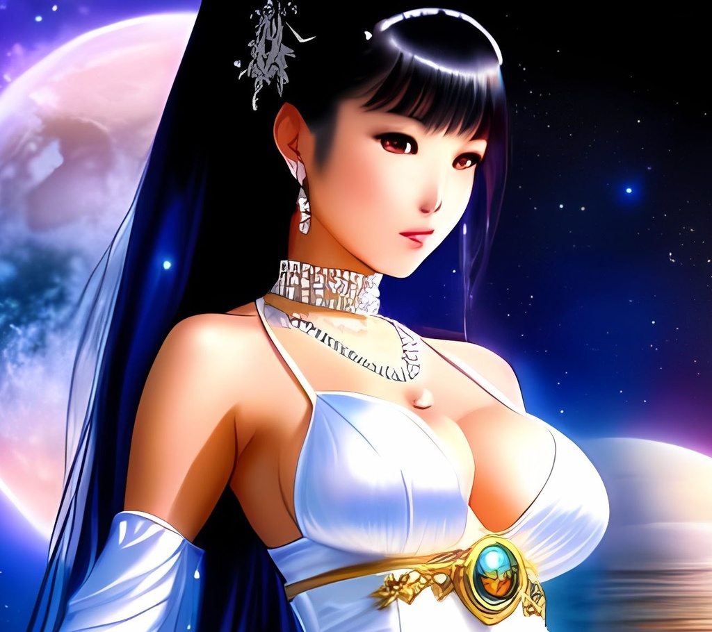 A beautiful fantasy female queen of the night, white