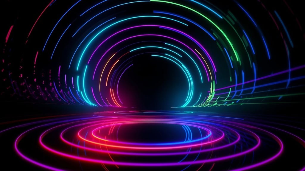 Prompt: vectorized spinning shader dounts out of control, neon background