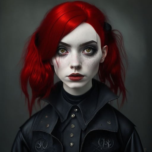 cute black-and-red haired goth girl | OpenArt