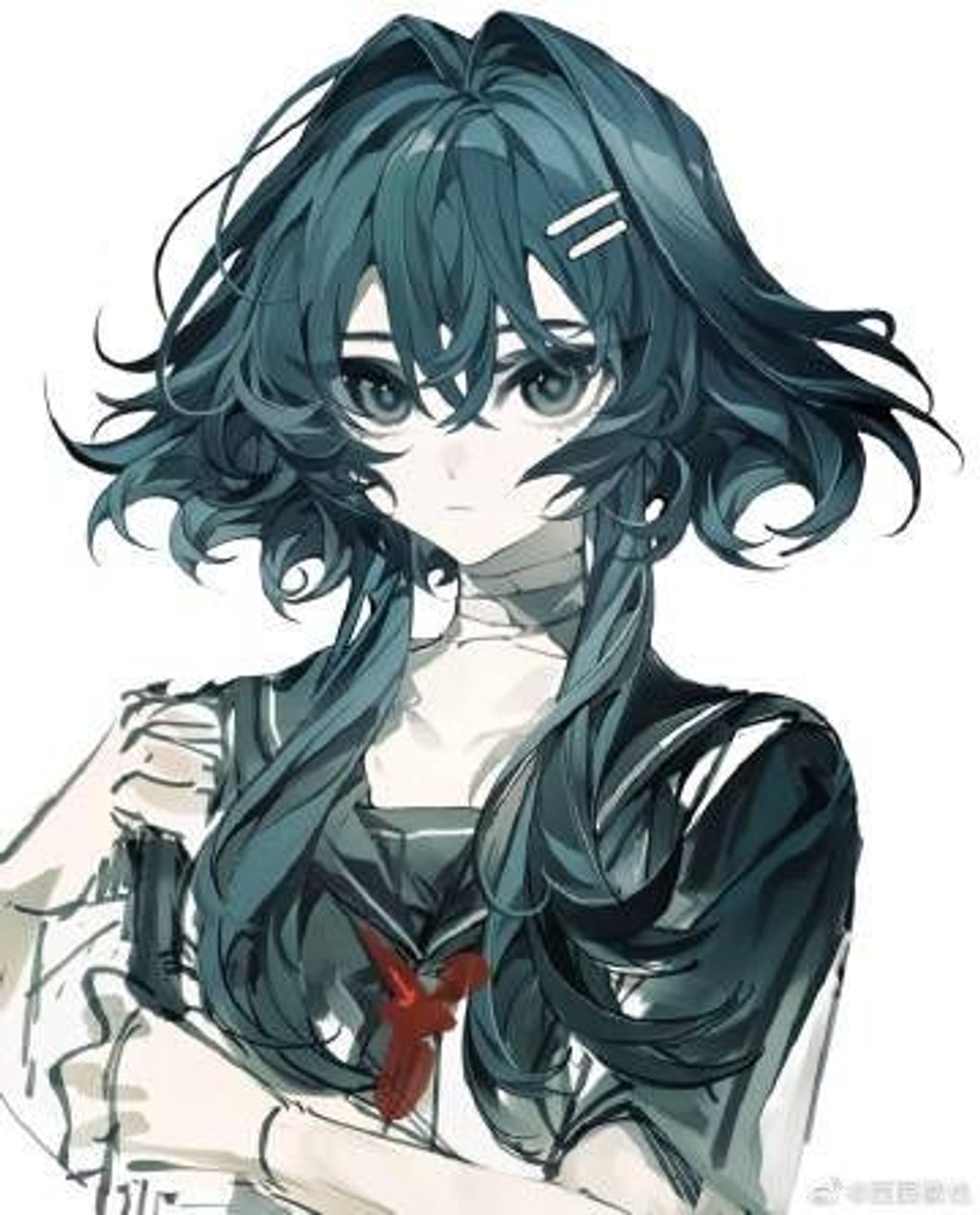 Messy Anime Bed Hair - Dark Green