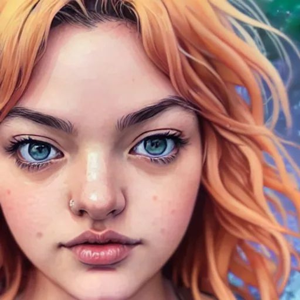 Prompt: Closeup face portrait of a { #Wife# Woman }, smooth soft skin, big dreamy eyes, beautiful intricate colored hair, symmetrical, anime wide eyes, soft lighting, detailed face, by makoto shinkai, stanley artgerm lau, wlop, rossdraws, concept art, digital painting, looking into camera