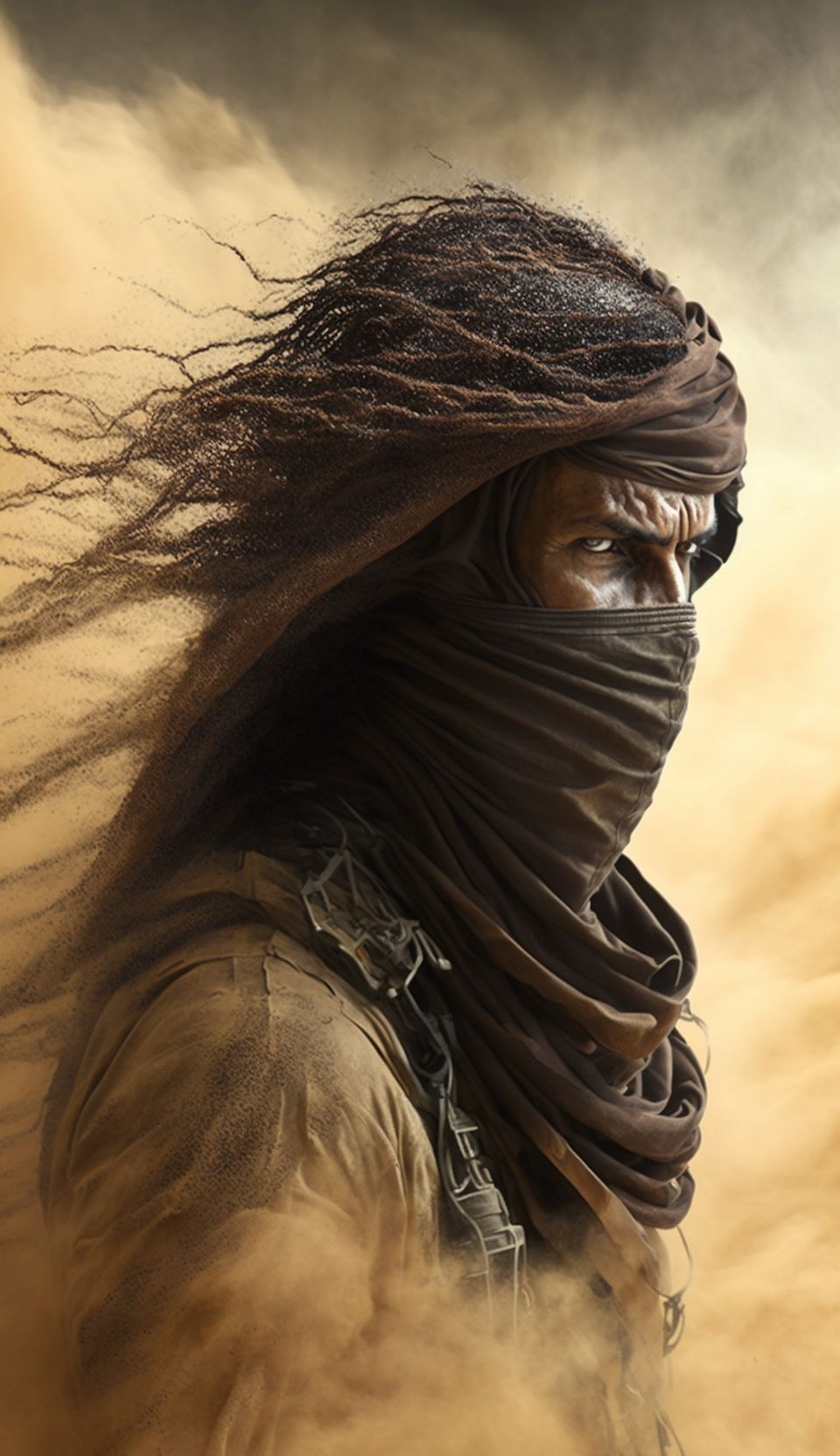 Prompt: sandstorm becomming human