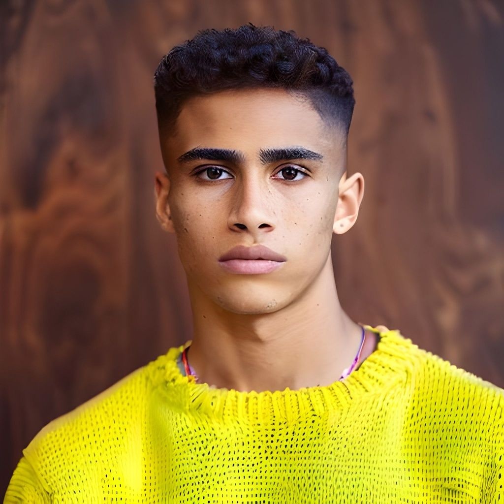 Prompt: 18 years old, jock boy, arab bolivian, latin brown skin, undercut haircut, black hair, brown eyes, muscular body, looks like Yousef Erakat and FouseyTube.