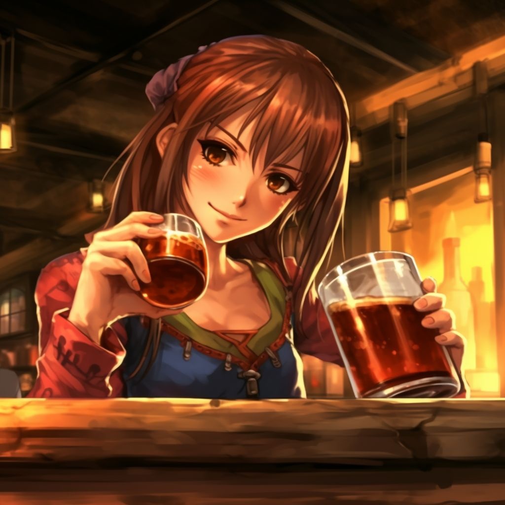 Anime girl enjoying a beer on Craiyon