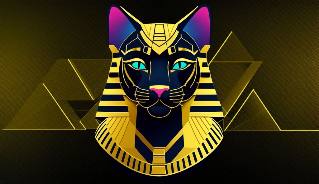 Prompt: egyptian cat goddess divided in blocks
